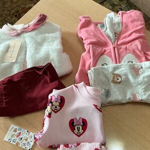 Baby Girls Clothing Bundle - Pink Minnie Hearts & Cozy Pieces